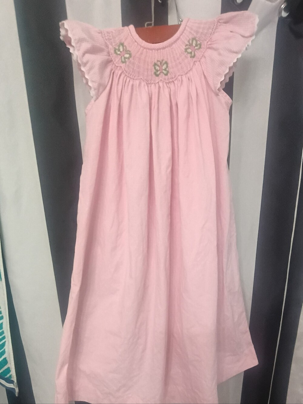 Light Pink A-Line Skirt with Smocked Floral Yoke
